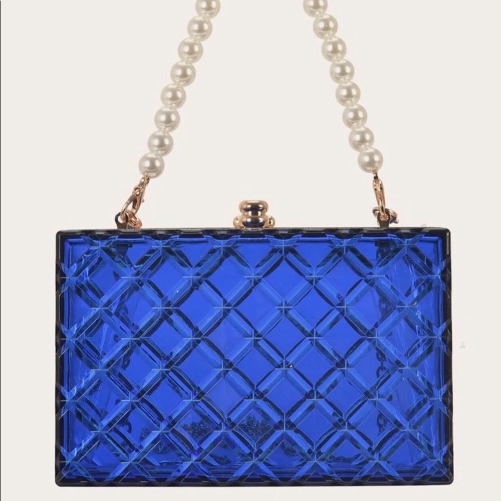 Blue Transparent Quilted Crossbody Bag